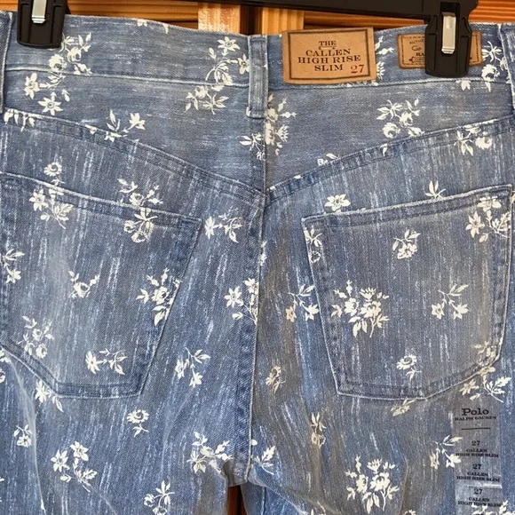polo ralph lauren called high rise slim jeans white flower pattern - Picture 9 of 10